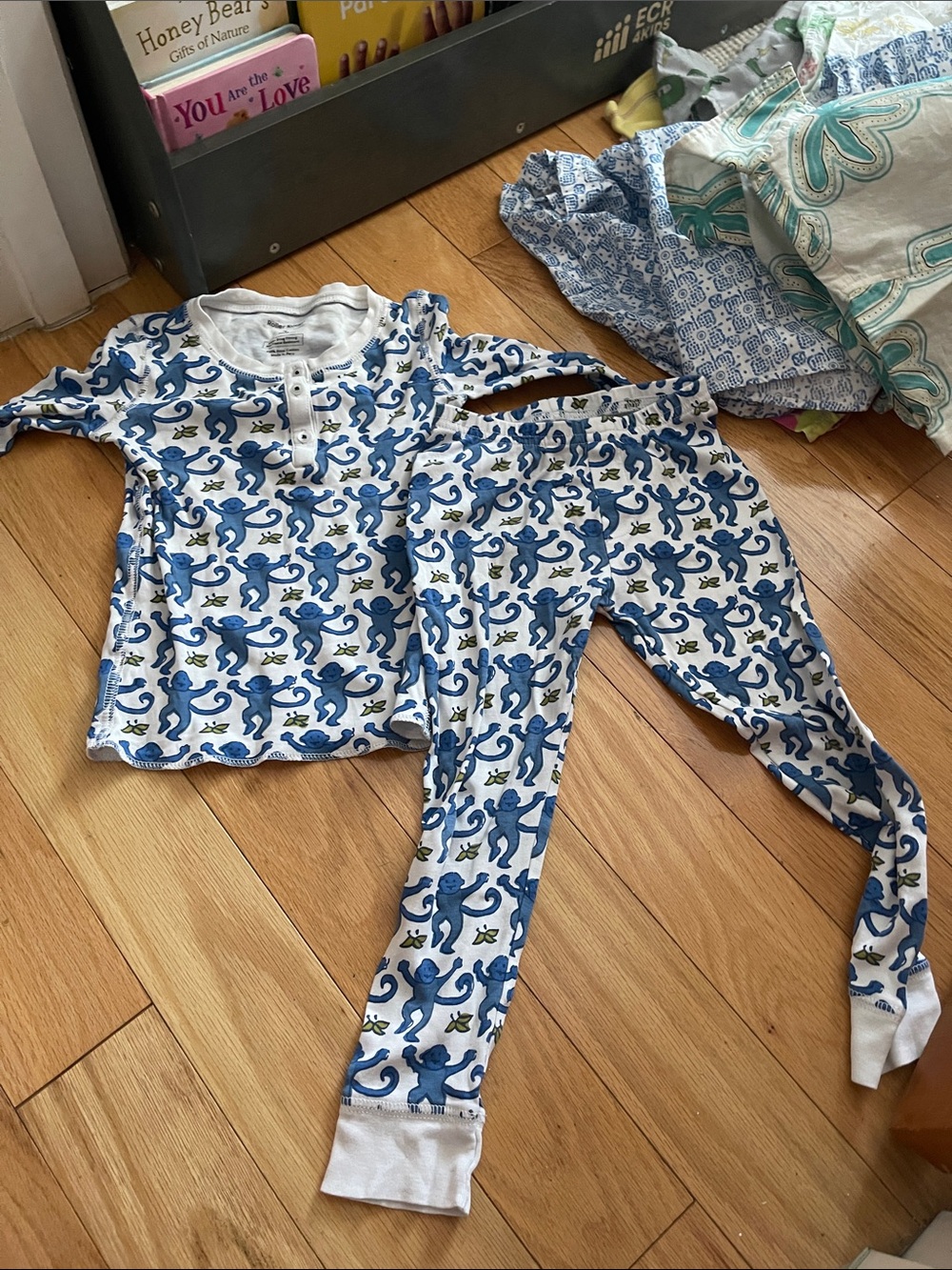 Kids Blue Monkey Print Pajama Set